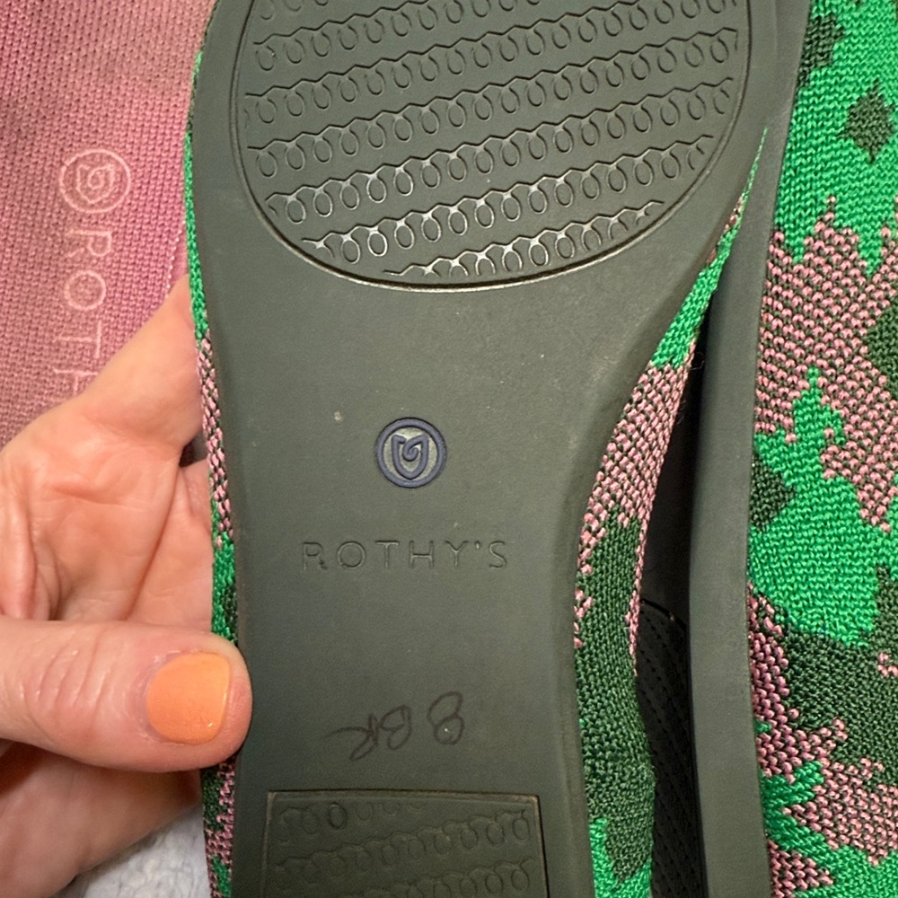 ⭐️Rothy's The Point green and pink camo pointed ballet flats size 7.5 - Picture 8 of 10